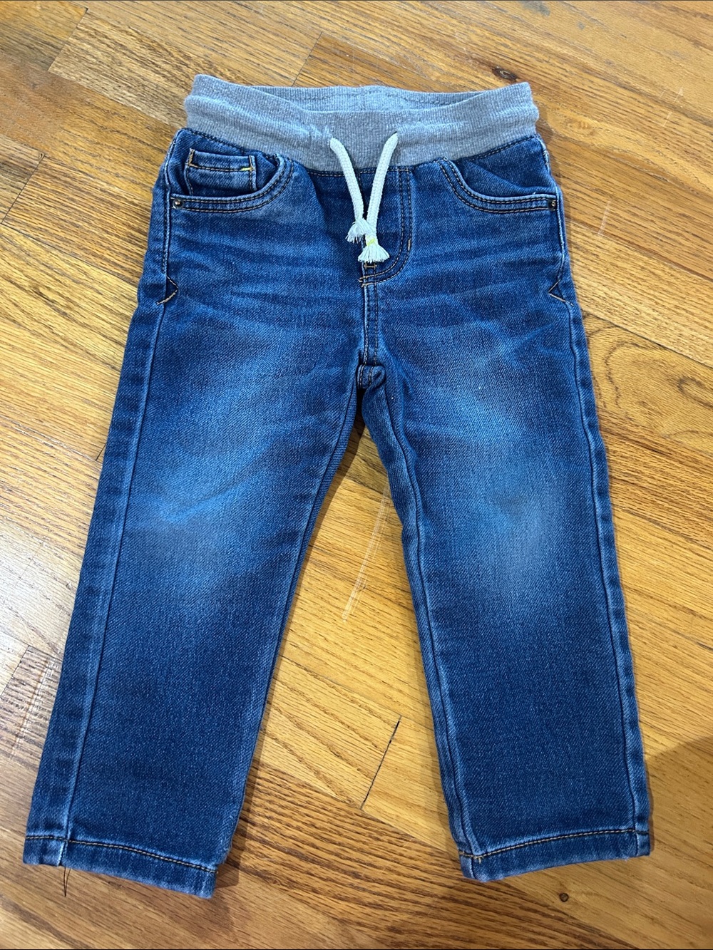Cat & Jack Blue Denim Jogger Pants with Grey Rib Waist